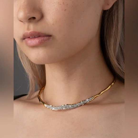 ALEXIS BITTAR • Solanales Gold Crystal Skinny Collar Necklace